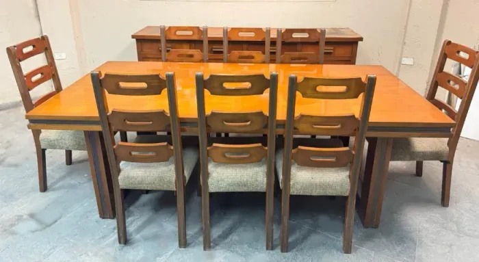 Conjunto de Jantar 1,80m x 1,20m c/ 08 Cadeiras madeira maciça - c/ Buffet 