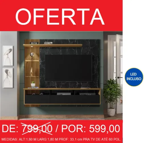 Painel pra tv de até 60 pol - a pronta entrega