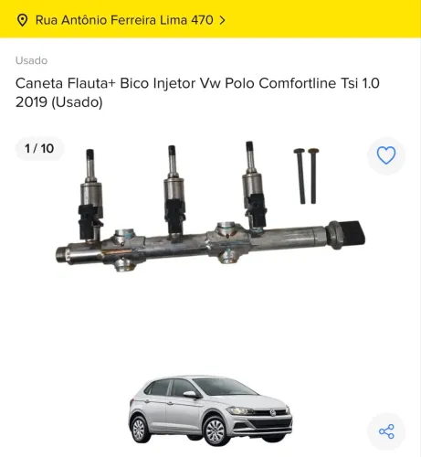 CANETA + BICOS INJETORES DE ALTA PRESSÃO VOLKSWAGEN POLO TSI 1.0 2019 2020 