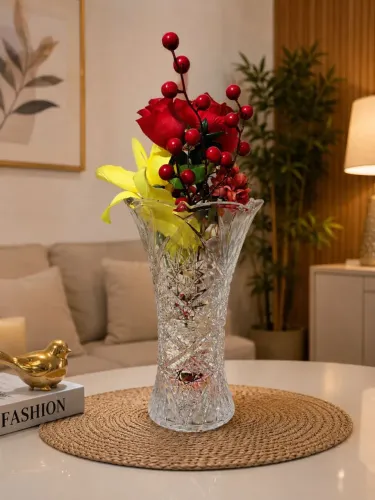 Vaso de flores transparente decorativo