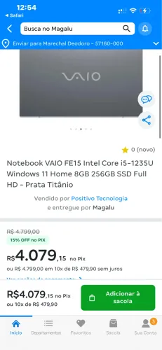 Notbook sony vaio FE15