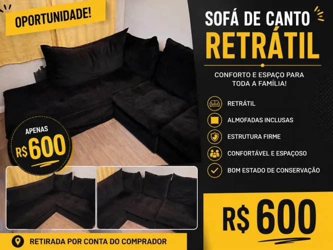 SOFÁ DE CANTO RETRÁTIL