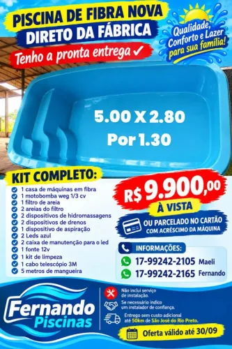 Piscina de fibra nova 5 metros