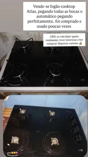 Vende-se cooktop atlas 4 bocas pegando tudo perfeito 
