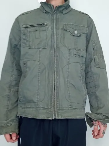 Jaqueta Armada Verde Militar Estilo Field Jaquet Sarja Grossa
