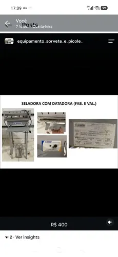 Equipamento para sorvete e picolé