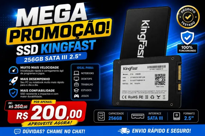 SSD KingFast 256GB SATA III 2.5? - Rápido e Testado