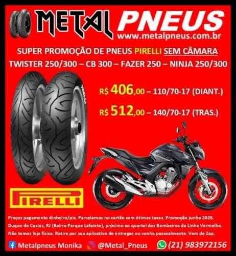 Pneu Moto Pirelli Twister Fazer 250 CB300 Ninja MT03 R3 - Novos Com Garantia