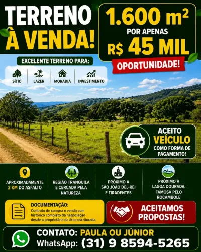VENDO TERRENO - TROCO POR CARRO
