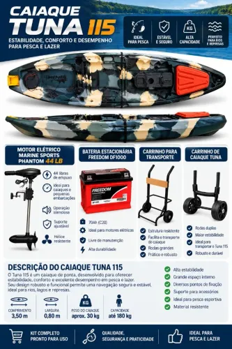 CAIQUE TUNA 115 + BATERIA + MOTOR ELÉTRICO E ACESSÓRIOS