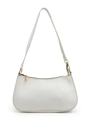 Bolsa Baguette Branca Lisa Y2K - Ombro Minimalista Old Money Anos 2000