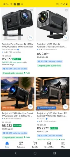 Projetor hy320 com Android wi-fi Bluetooth