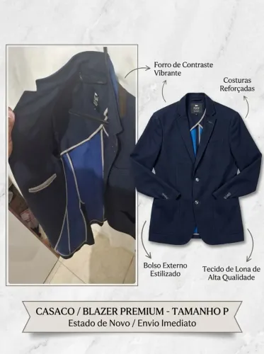 Blazer Slim Fit Azul Marinho - Tam P - Estado de Novo