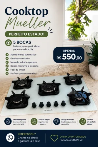 Fogão Cooktop 5 bocas