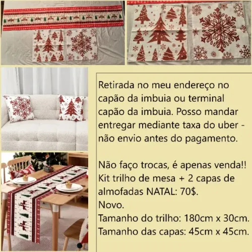 Kit natal trilho de mesa + 2 capas de almofada novo