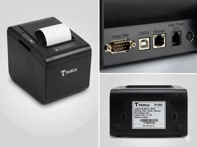 Impressora térmica de pedidos Tanca TP-650 + 13 bobinas | Usada