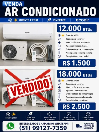Split 12mil btus inverter quente e frio