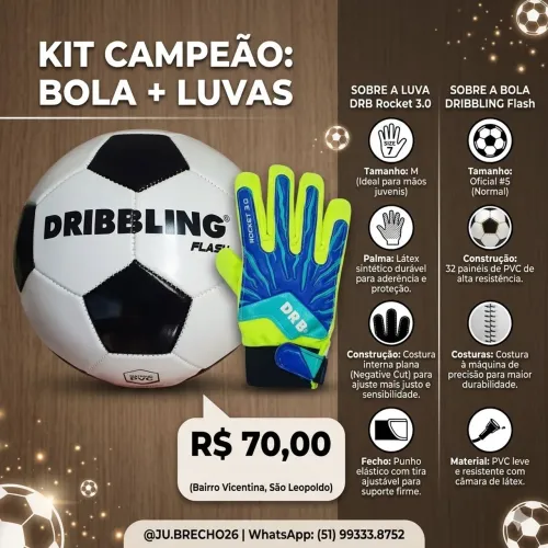 Bola de futebol + Luva de goleiro
