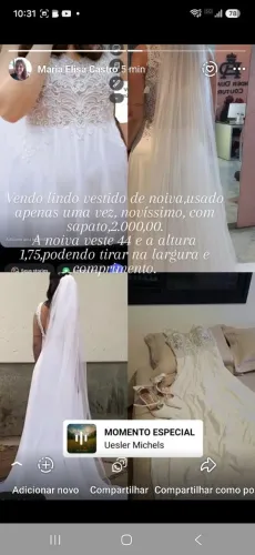 Vendo vestido de noiva junto ao sapato em excelente estado