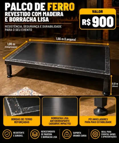Palco - 1.66 x 1.00 - Estrutura Ferro