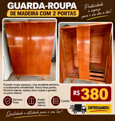 Guarda-roupas em madeira com 2 portas