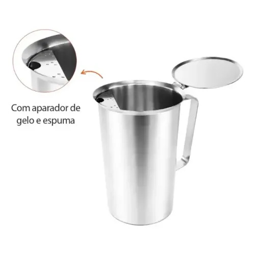 jarra de suco agua inox 2l com tampa aparador gelo induçao em 15242 e