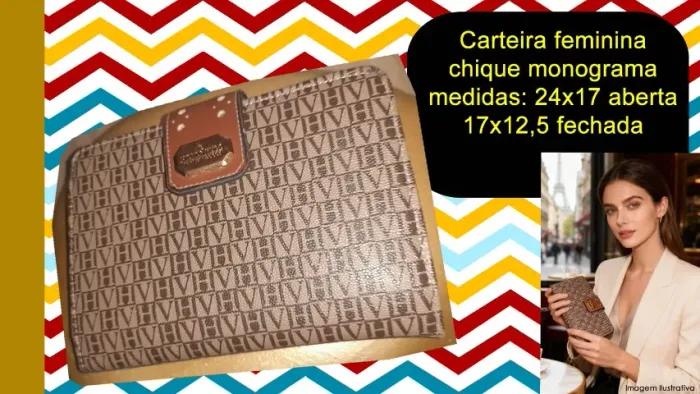 Carteira feminina chique monograma