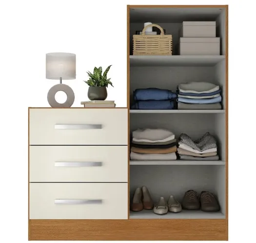 Cômoda para quarto 3 gavetas 2 portas Dunas