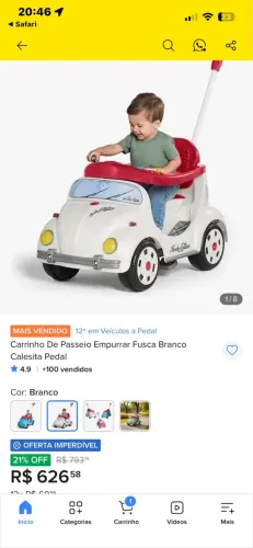 Carrinho de passeio Fusca Calesita