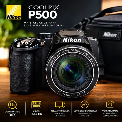 ? NIKON COOLPIX P500 ? ZOOM ÓPTICO 36X | FULL HD | TELA ARTICULADA
