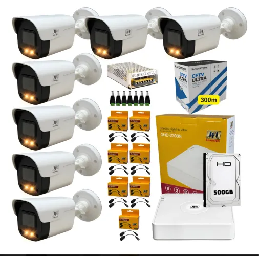 Kit CFTV JFL 7 Câmeras + DVR 8 Canais Full HD H.265+ - Funcionando