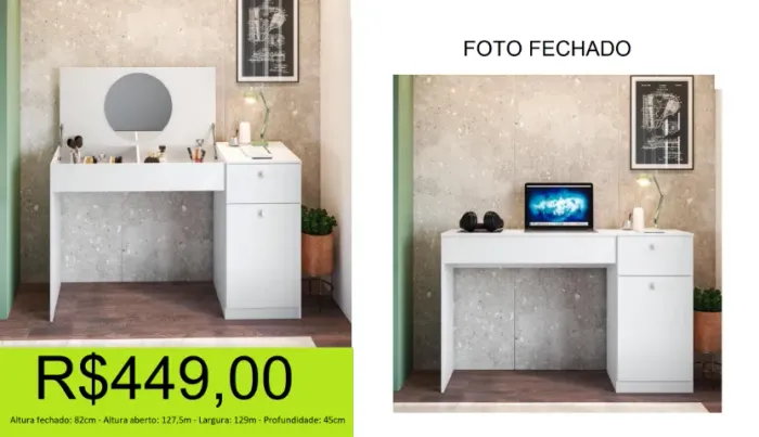 Penteadeira com espelho 2 em 1 - Transforme seu espaço!
