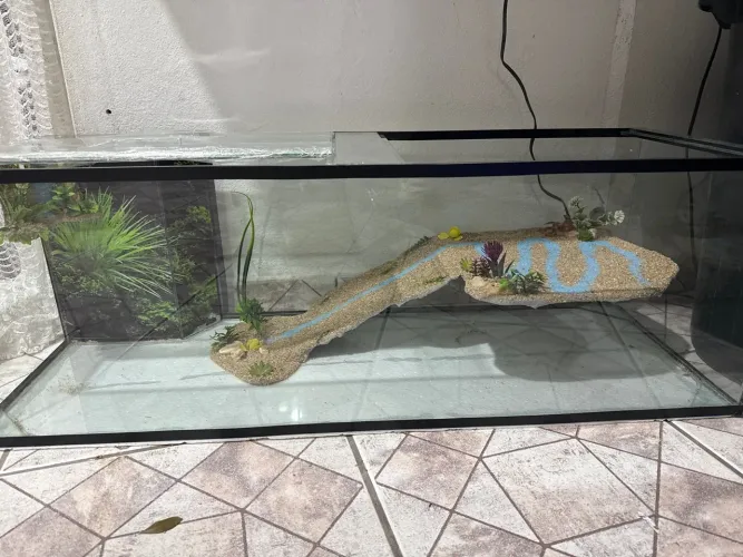 Terrário aquaterrario novo 100x35x35cm com sump de filtragem e cachoeira