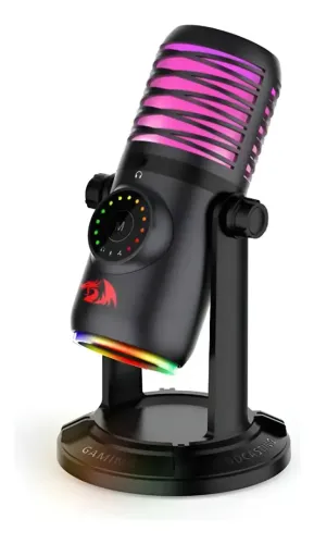 Microfone Gamer Redragon Stellaris Rgb Preto Condensador Preto