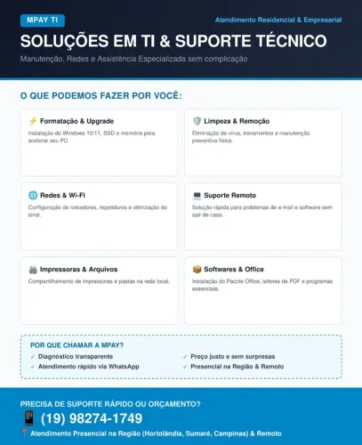 ?Suporte Técnico de TI, Formatação, Redes e Manutenção de Computadores