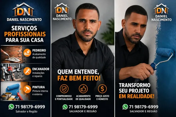 Daniel Nascimento | Pedreiro, Encanador e Pintor em Salvador - Serviço de Qualidade!