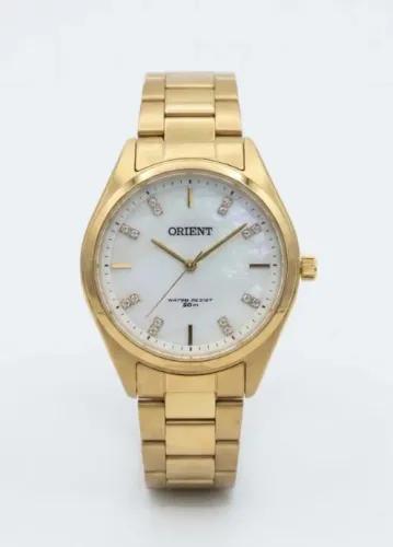 Relógio Orient Feminino Dourado Madrepérola com Cristais Original