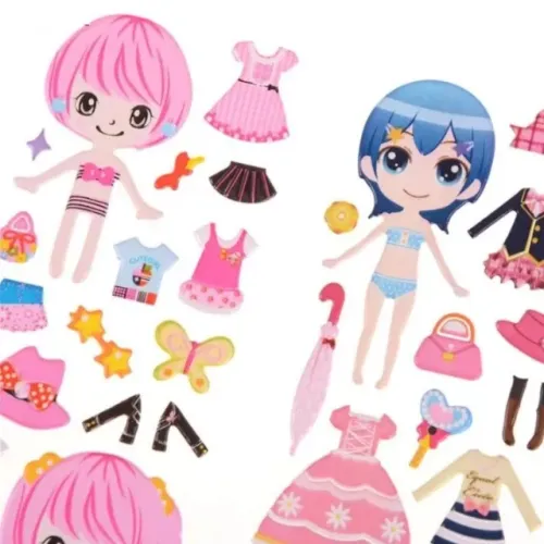 02 Cartelas De Adesivos 3d Boneca Troca Roupinha Relevo