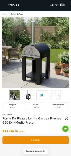 Forno de Pizza a lenha Metávila fogo na lenha ótimo estado pouco uso.