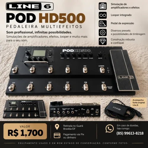 Pedaleira Line 6 POD HD500 + Fonte Original