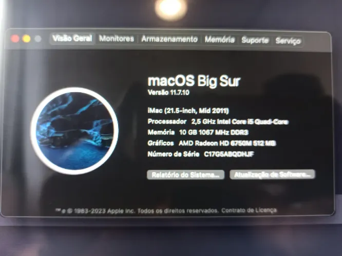 iMac 21 l.5  2011, 10 GB, Mac OS Big Sur, 