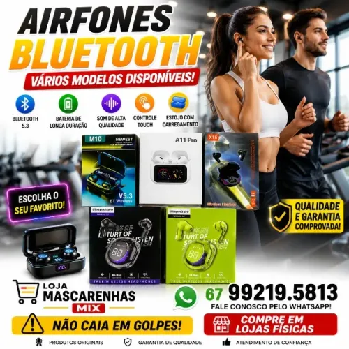 Fones de Ouvido Airfones Bluetooth TWS Vários Modelos Cod: