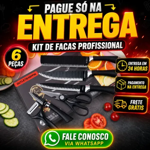 Kit de Facas Profissional Antiaderente 6 Peças | Frete Grátis + Entrega Rápida