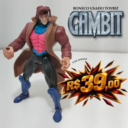 BONECO GAMBIT X-MEN TOY BIZ - 13,5CM - USADO