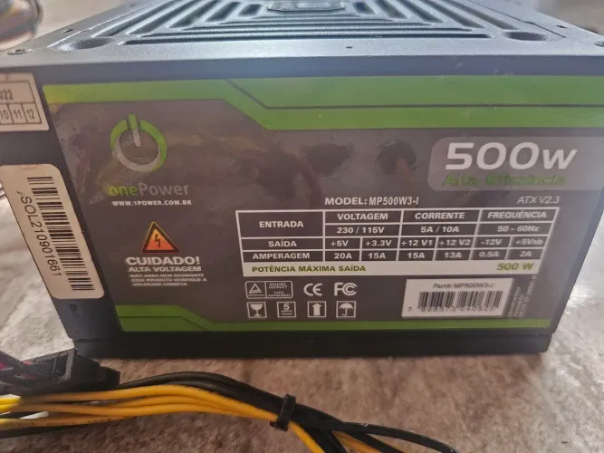 Fonte OnePower MP500W3-I 500W Plus 70% + Placa de video AMD R5 220 2GB (DEFEITO)