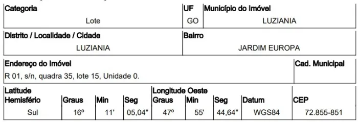 Chance única Terreno no Jardim Europa, Luziania - GO, N. SN QD 35, 390m² | Venda Online
