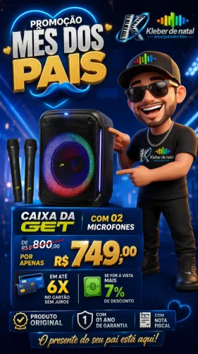 CAIXA BLUETOOTH ORIGINAL COM 02 MICROFONES / NOTA FISCAL E 01 ANO DE GARANTIA