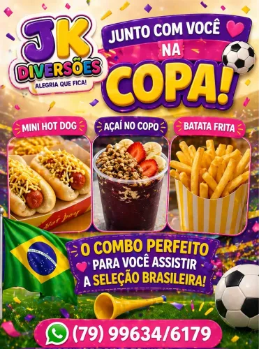 Temos: açaí no copo,mini hot dog ,batatinha frita no copo 