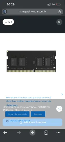 Memória ddr3 8g notebook 