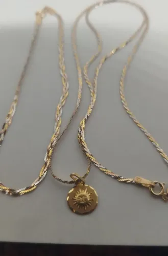 Colar, pingente , pulseira , tres cores, ouro 18k